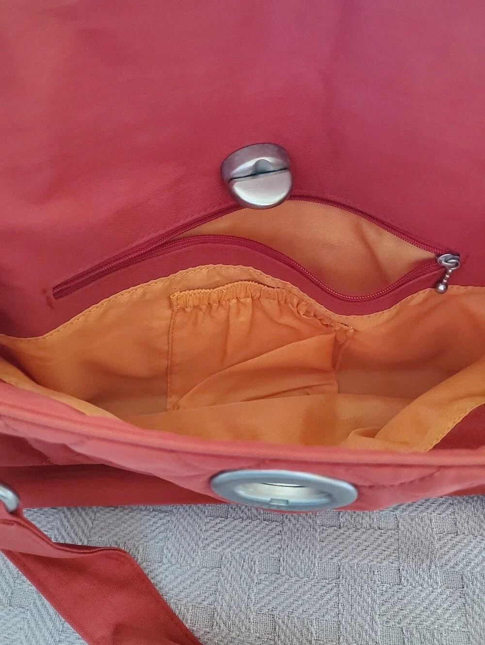Baggallini Burnt Orange Coral Quilted Nylon Travel Tote Bag Shoulder Satchel